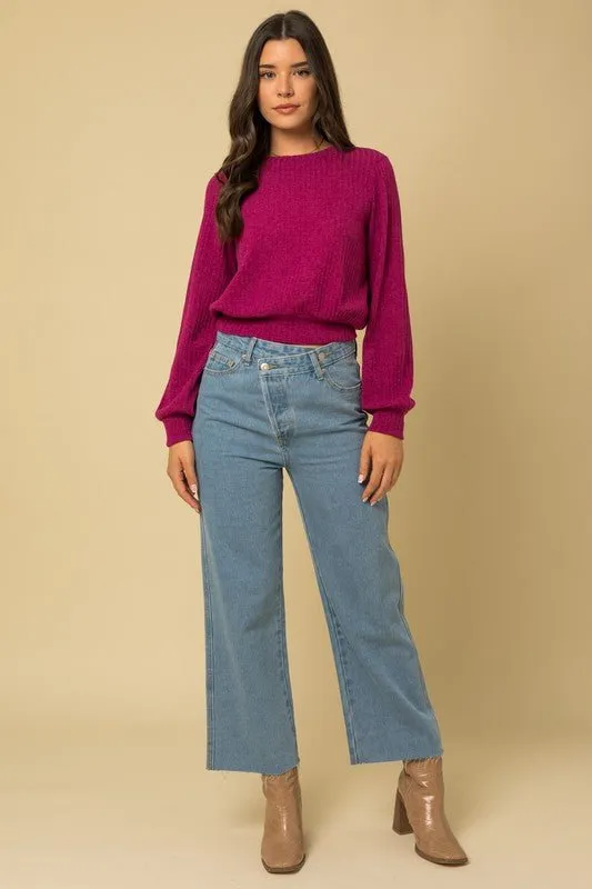 Magenta Open Back Knit Top