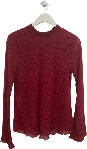 MANGO Red Tie Neck Blouse With Spots UK L