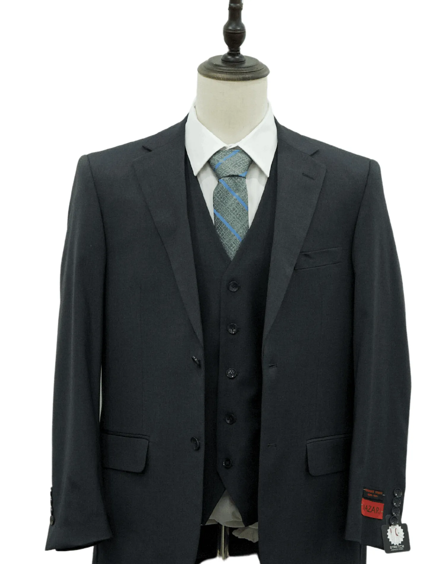 Mazari Modern Fit Vested Suit - Paris Charcoal 1500