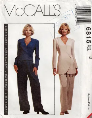 McCall's 6815 LIDA BADAY Womens Lined Asymmetric Jacket & Loose Fitting Pants 1990s Vintage Sewing Pattern Size 12 or 16 UNCUT Factory Folded