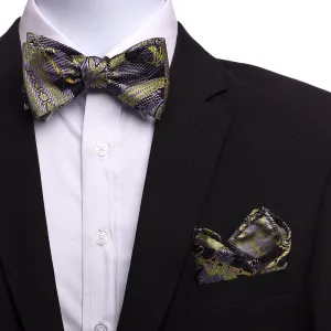 Men's Purple Black & Gold Silk Bow Tie