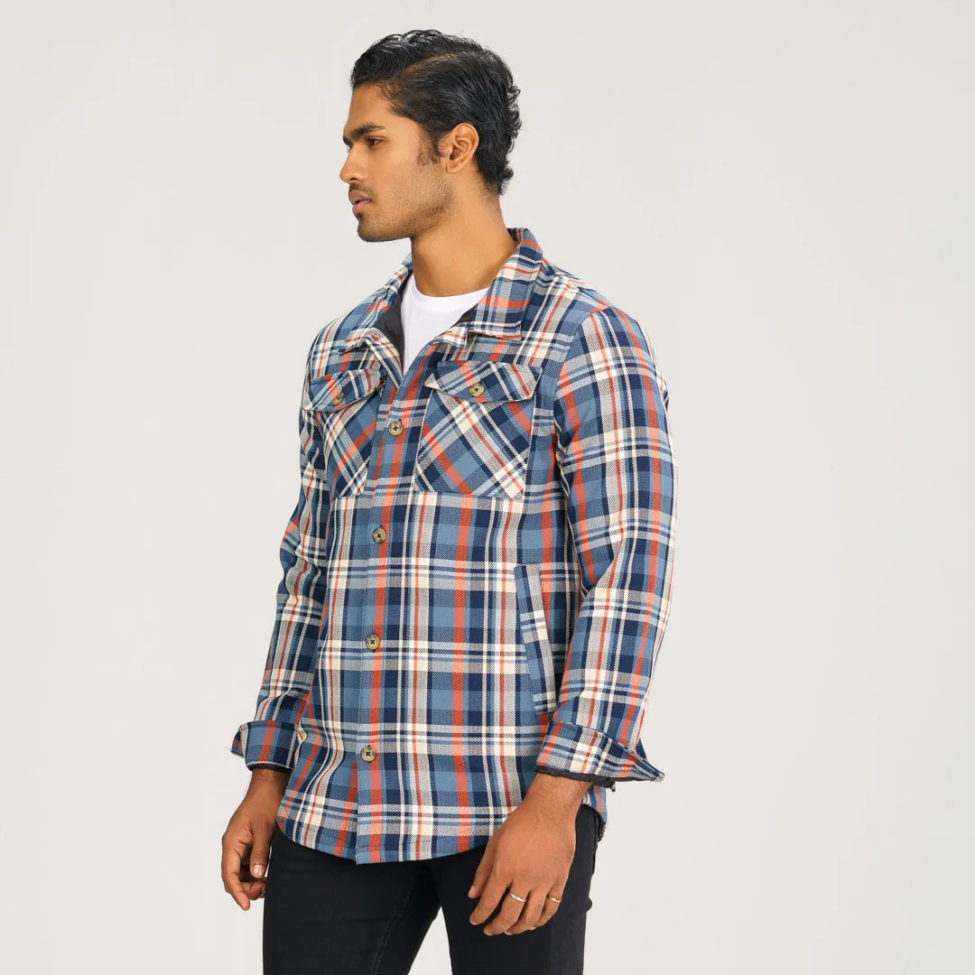 Mens Shacket Blue Check