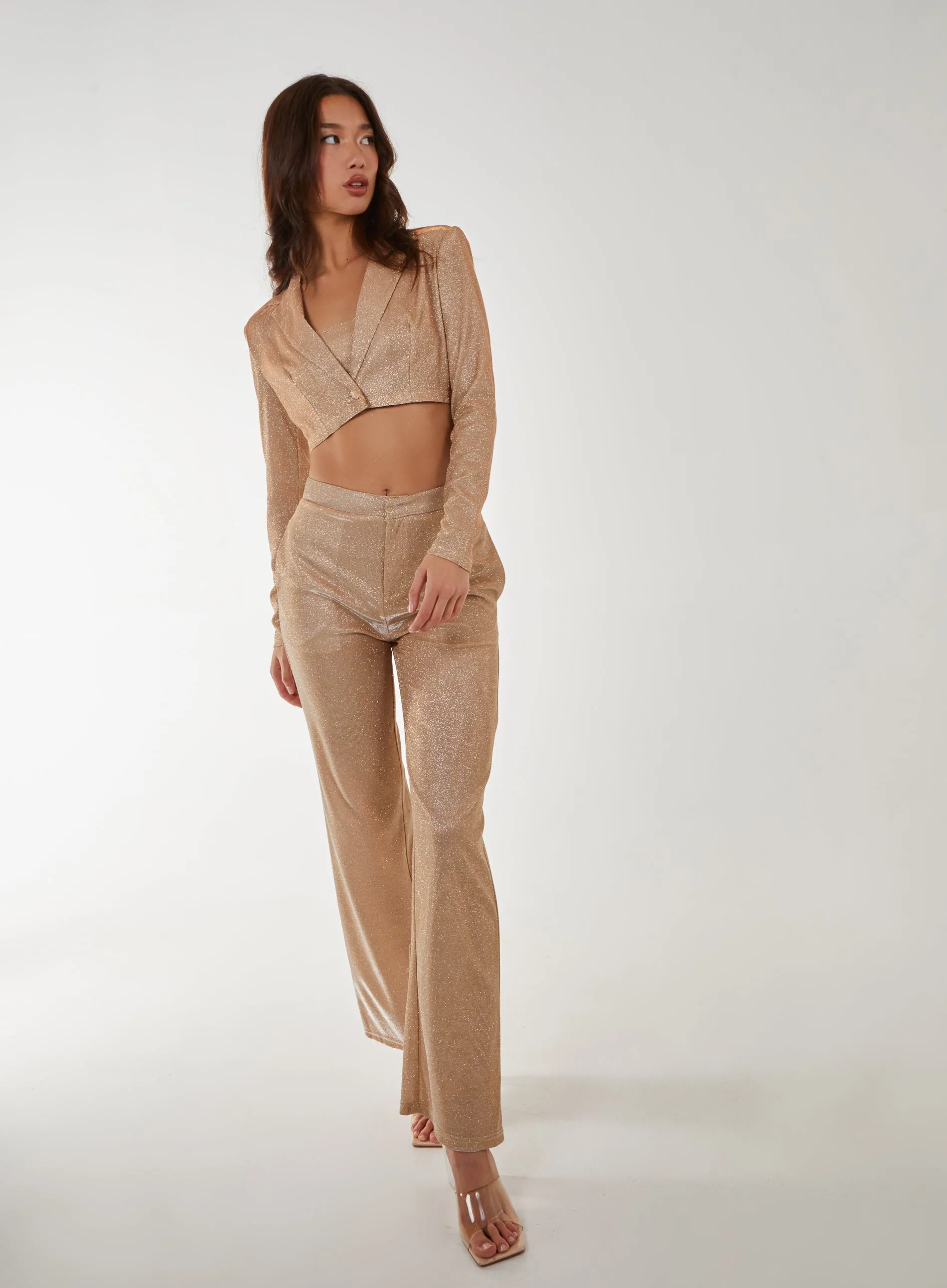 Metallic Cropped Blazer