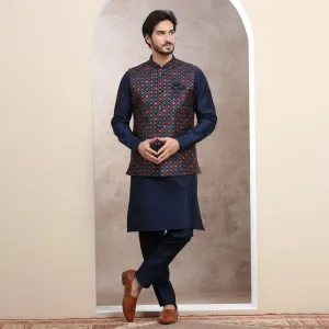 Midnight Slate Blue Bandi Kurta Set