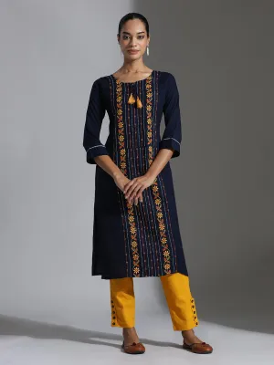 Mirror Work Embroidered Straight Kurta