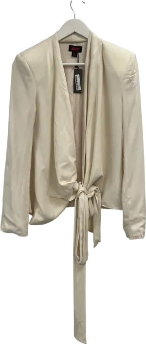 Misspap Cream Crinkle Linen Look Wrap Blazer UK 6