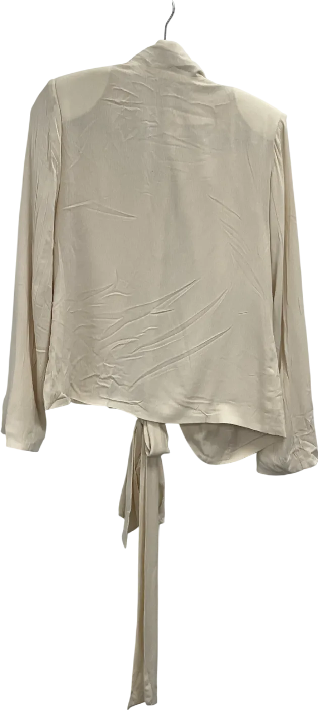 Misspap Cream Crinkle Linen Look Wrap Blazer UK 6