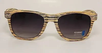 Modern Wood Style Wayfarer Fashion Light Sand Sunglasses. 100% UV400