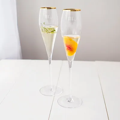 Mr. & Mr. Gatsby Gold Rim Champagne Flutes