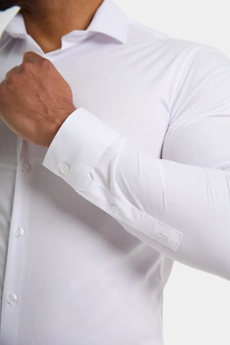 Muscle Fit Cutaway Collar Shirt in White