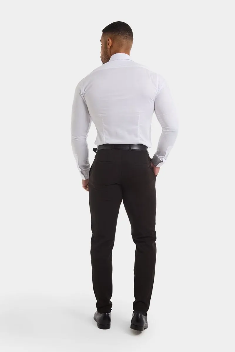 Muscle Fit Cutaway Collar Shirt in White
