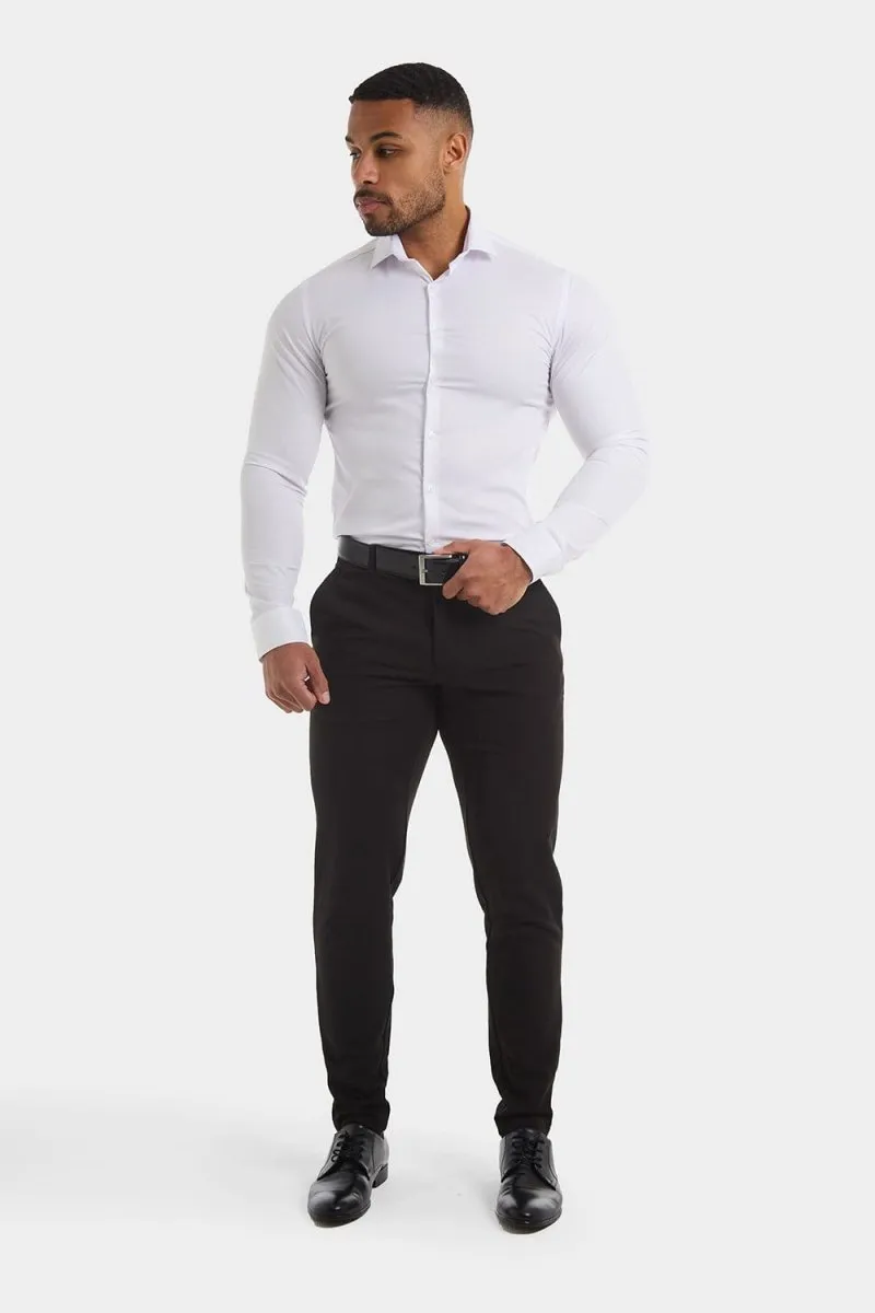 Muscle Fit Cutaway Collar Shirt in White