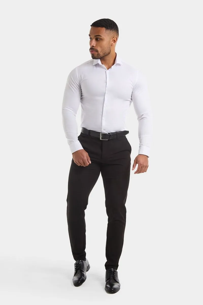 Muscle Fit Cutaway Collar Shirt in White