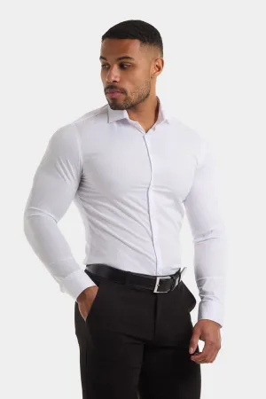 Muscle Fit Cutaway Collar Shirt in White
