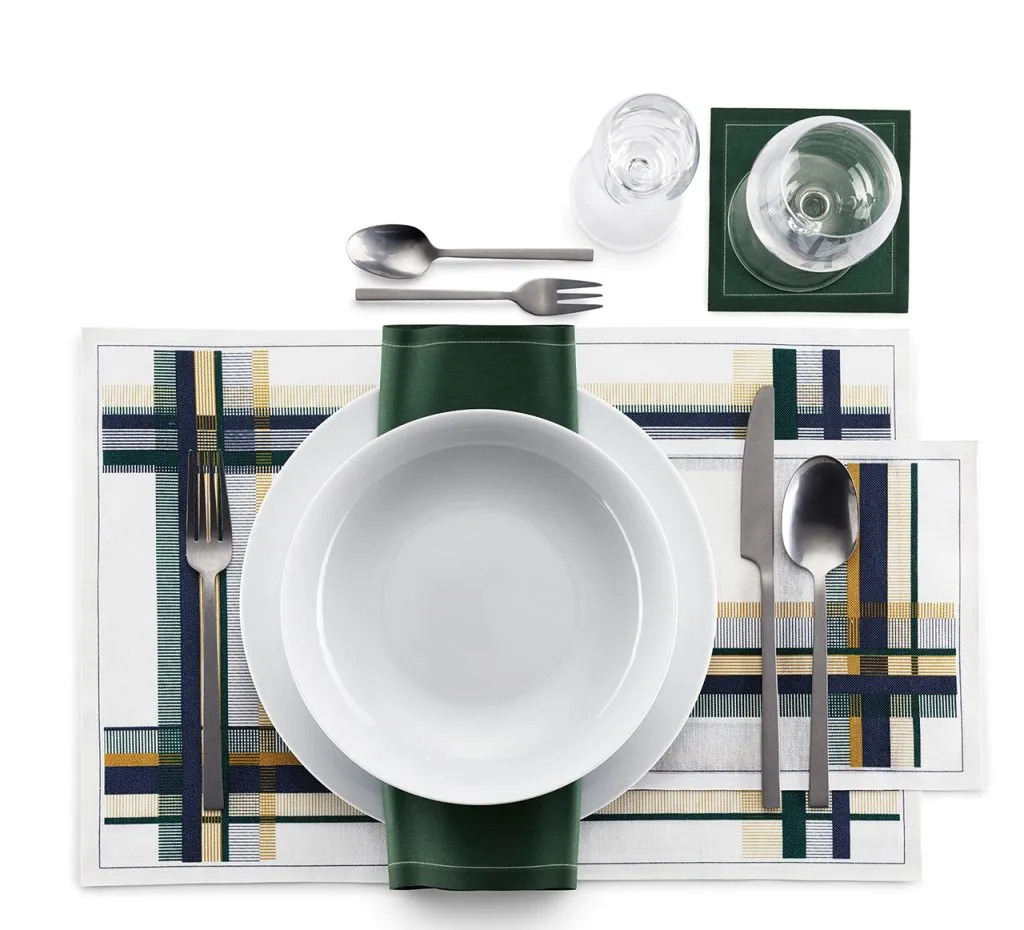 [MY DRAP] White Plaid Cotton place mat 6 Units