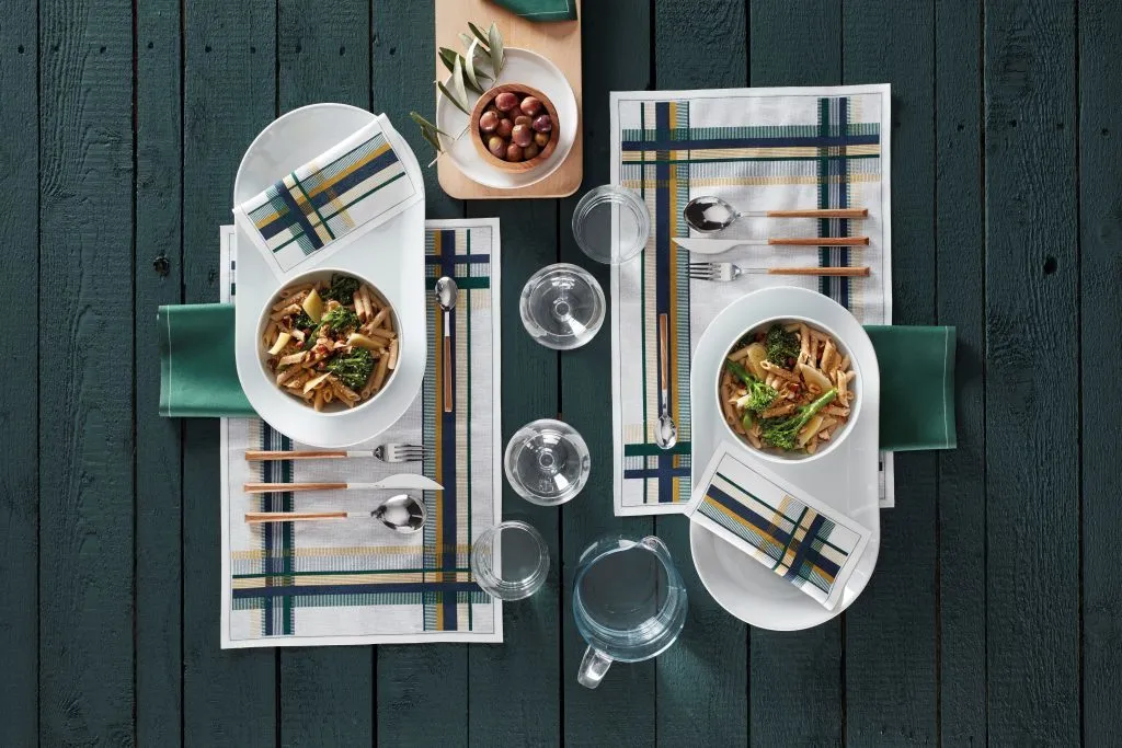 [MY DRAP] White Plaid Cotton place mat 6 Units