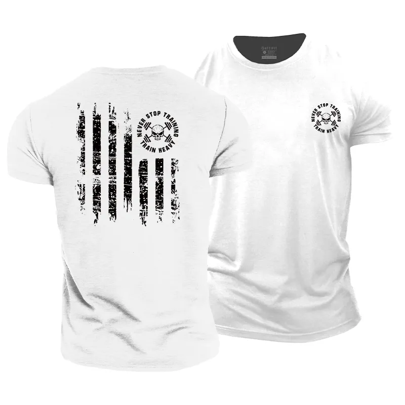 Never Stop Training Train Heavy Cotton T-Shirt