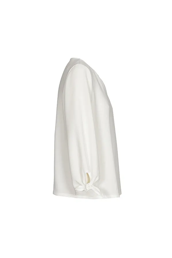 OFF WHITE BOW DETAIL LOOSE BLOUSE