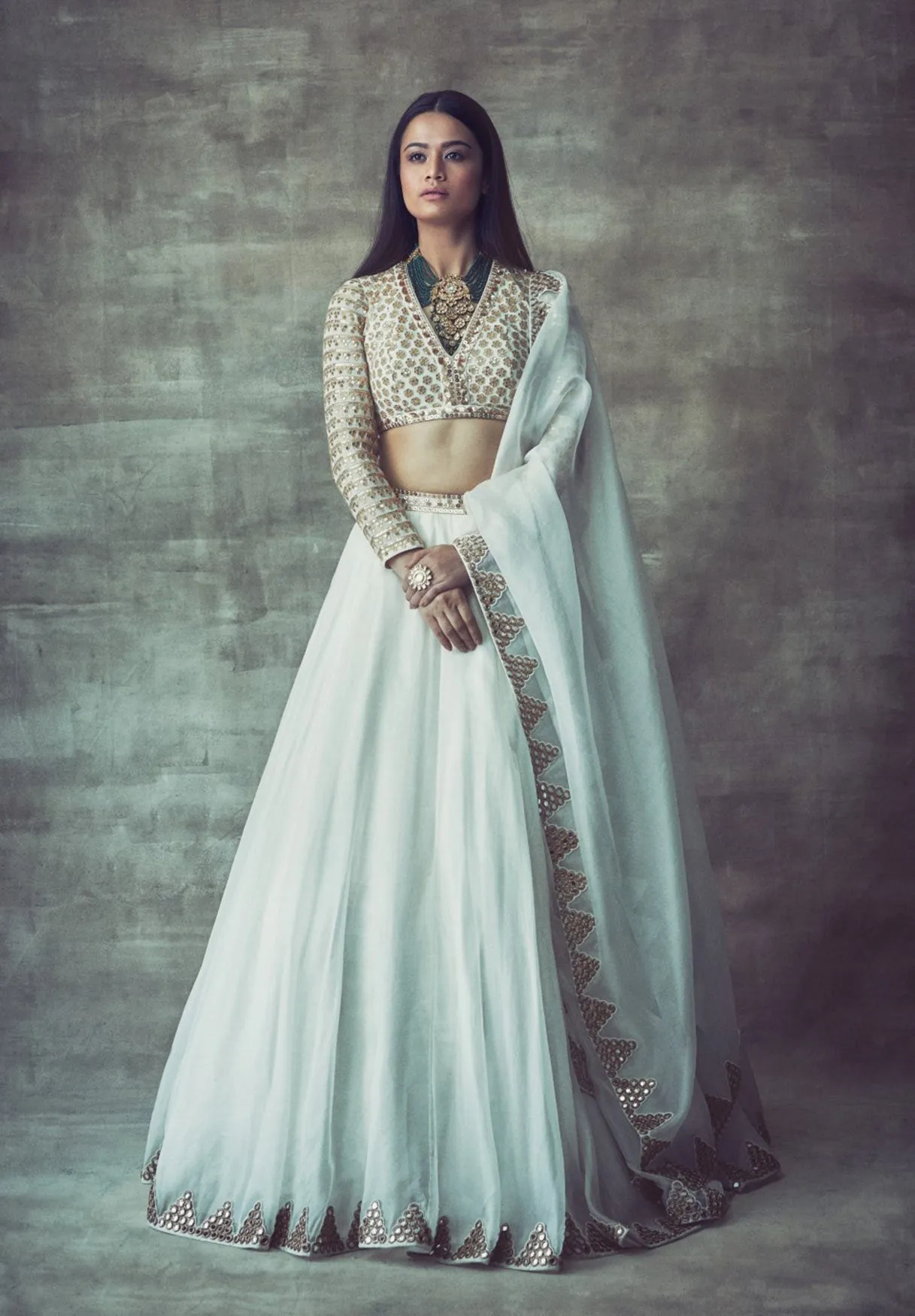Off White Organza Lehenga Set