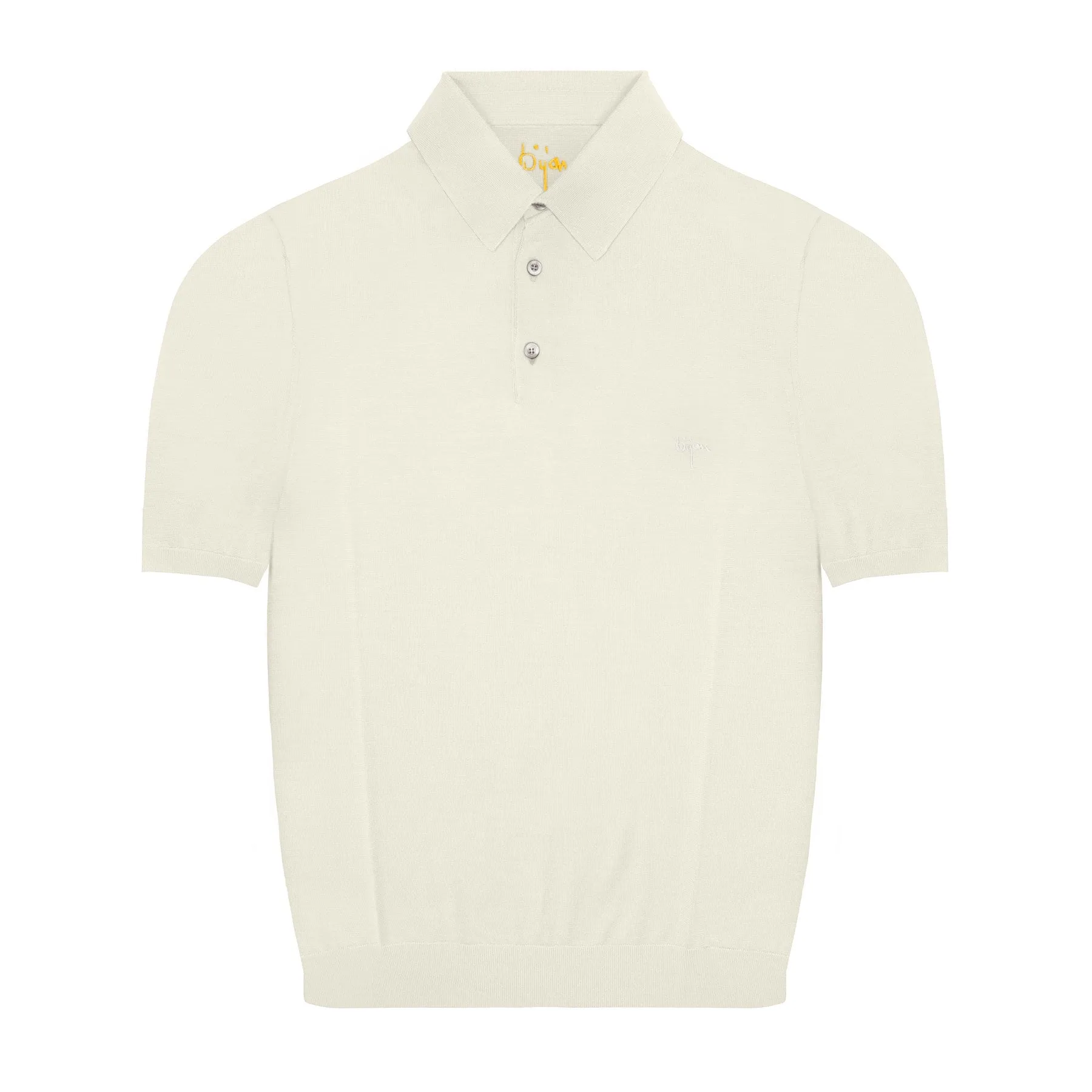 Off White Short Sleeve Pure Silk Polo Shirt