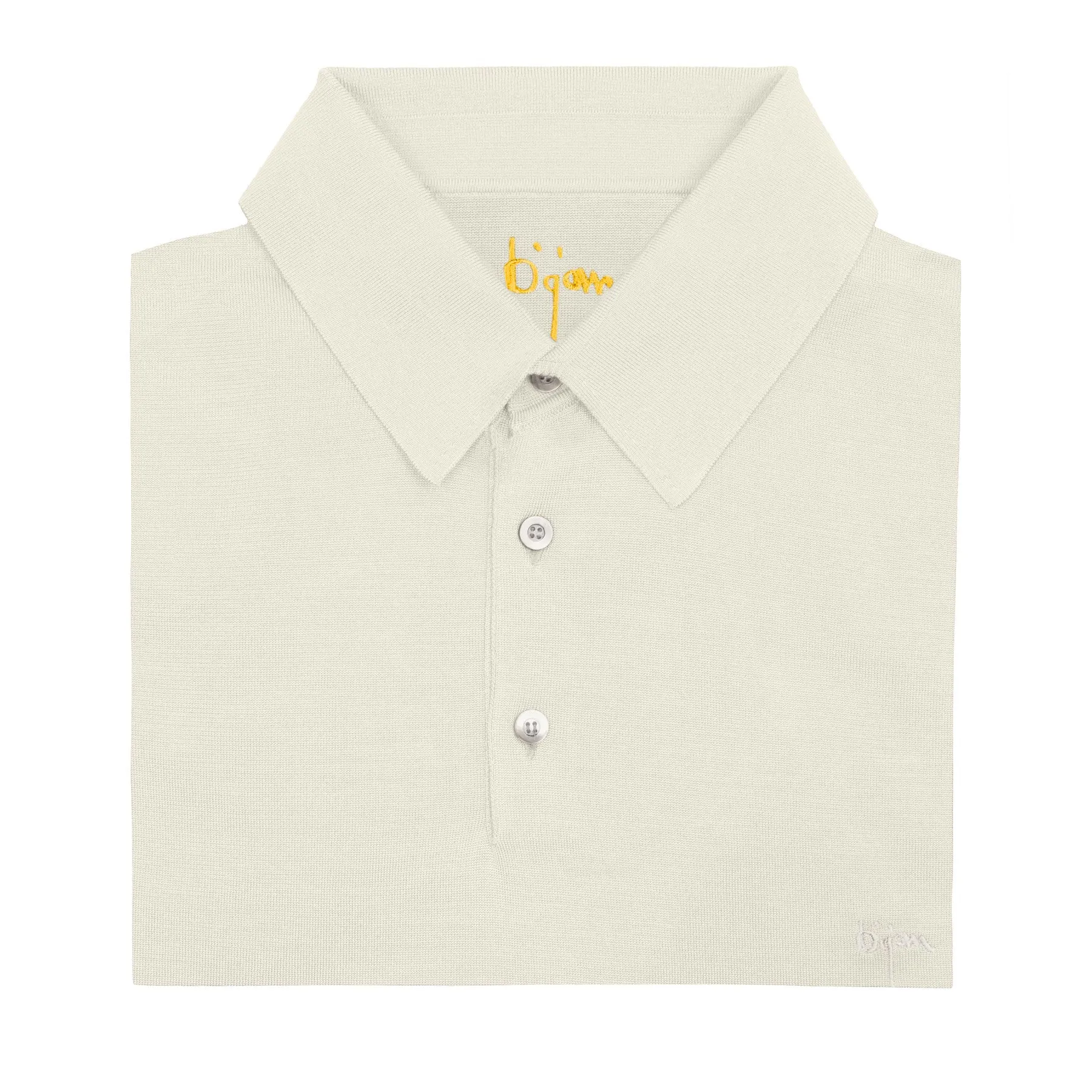 Off White Short Sleeve Pure Silk Polo Shirt