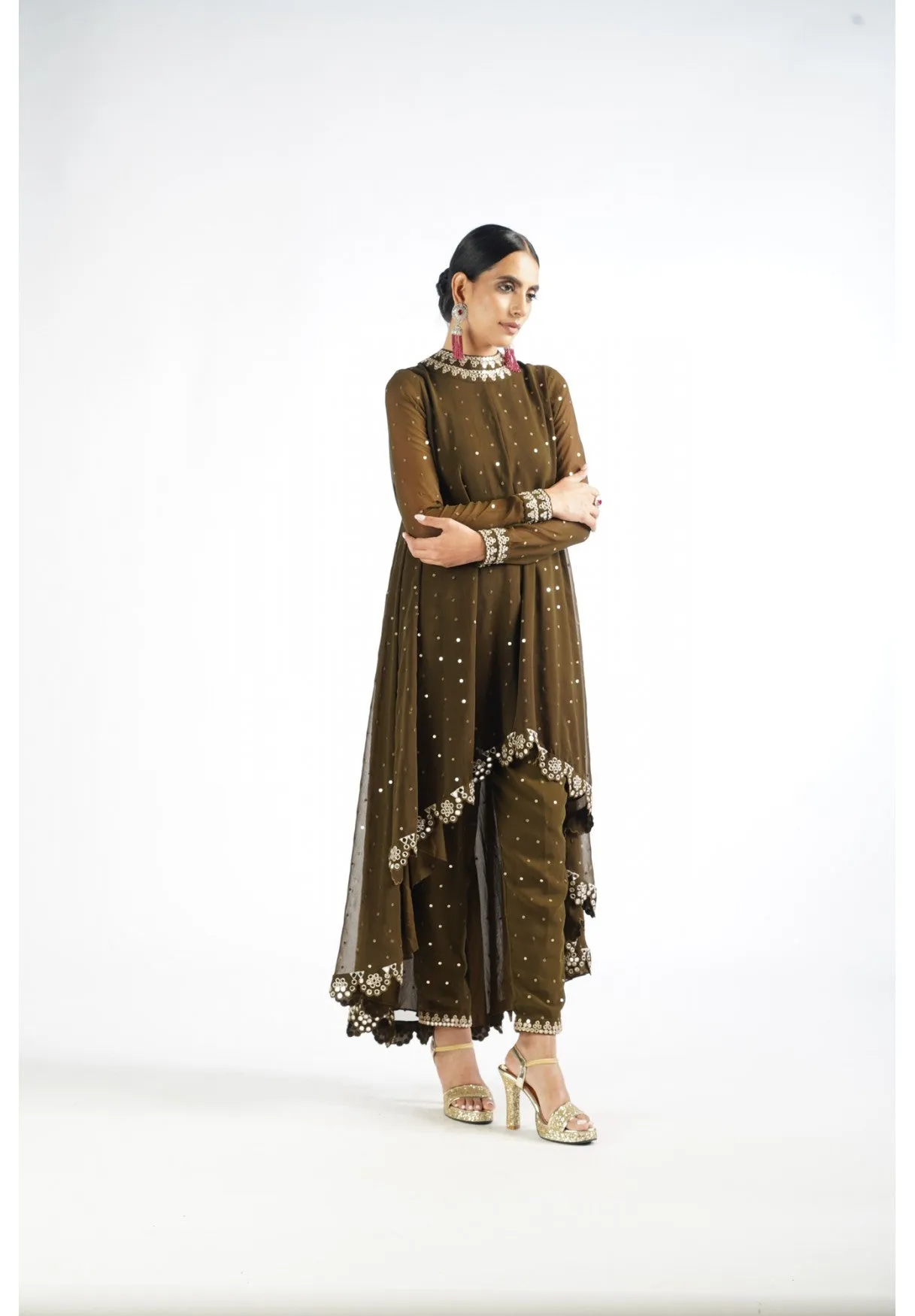 Olive Green Pant Kurta Set