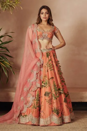 ORANGE PRINTED LEHENGA