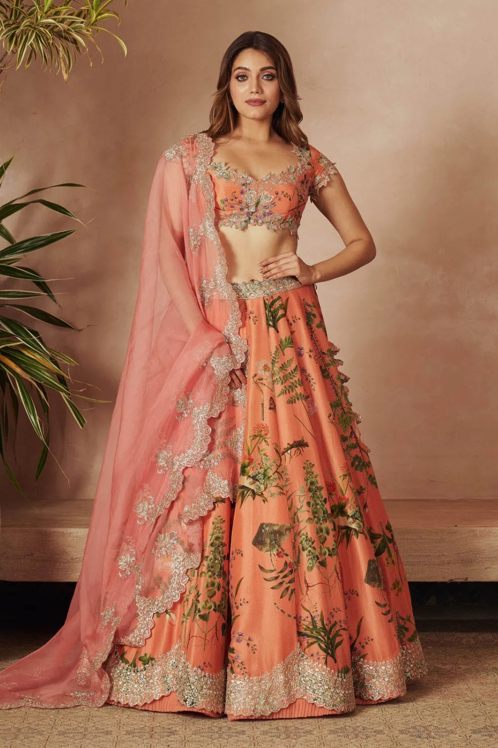 ORANGE PRINTED LEHENGA