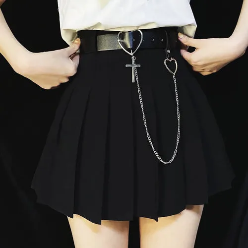 Original Japanese School Style Waist Bend Pleated Skirt JK Spring Summer Pure Heart High Waist Skirt