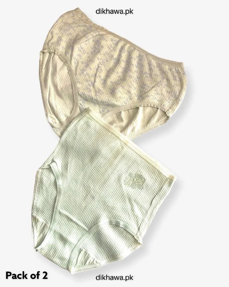 Pack of 2 Imported Stocklot Branded Cotton Panty Stretchable Cotton Lace Panty 2021