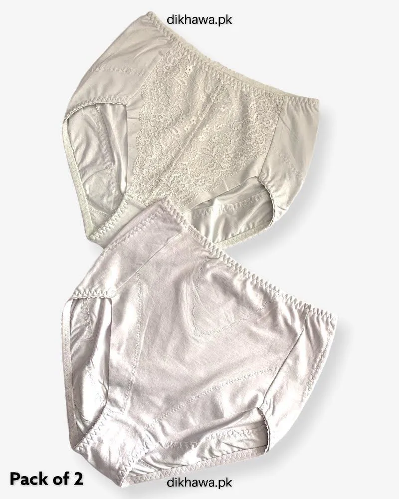 Pack of 2 Imported Stocklot Branded Cotton Panty Stretchable Cotton Lace Panty 2021