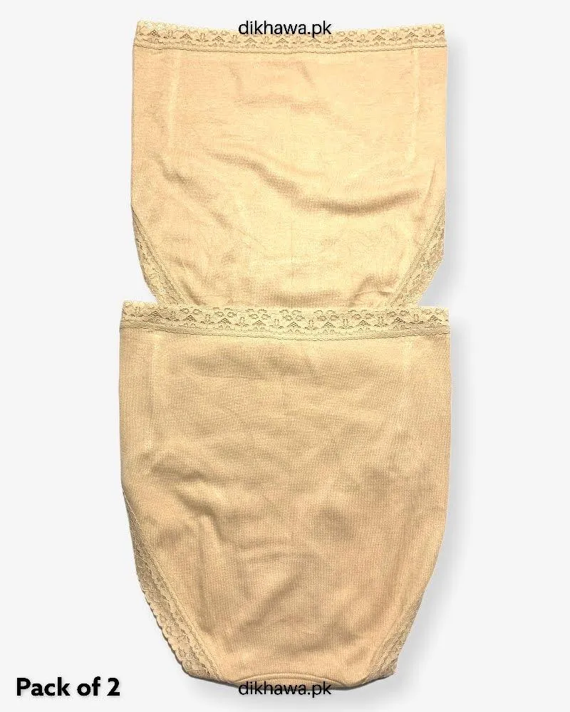 Pack of 2 Imported Stocklot Branded Cotton Panty Stretchable Cotton Lace Panty 2021