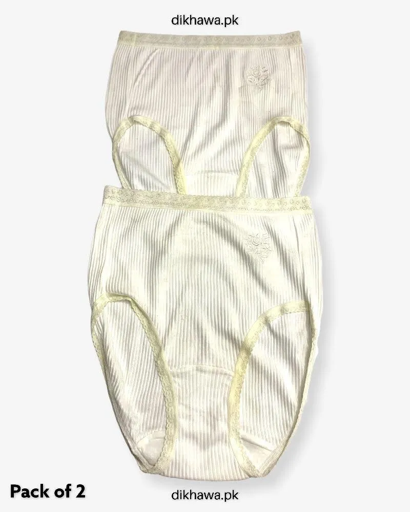 Pack of 2 Imported Stocklot Branded Cotton Panty Stretchable Cotton Lace Panty 2021