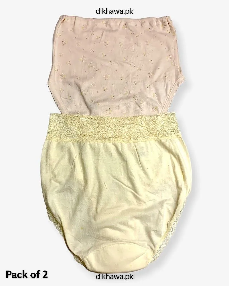 Pack of 2 Imported Stocklot Branded Cotton Panty Stretchable Cotton Lace Panty 2021