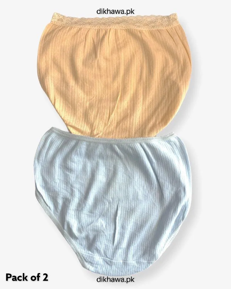 Pack of 2 Imported Stocklot Branded Cotton Panty Stretchable Cotton Lace Panty 2021