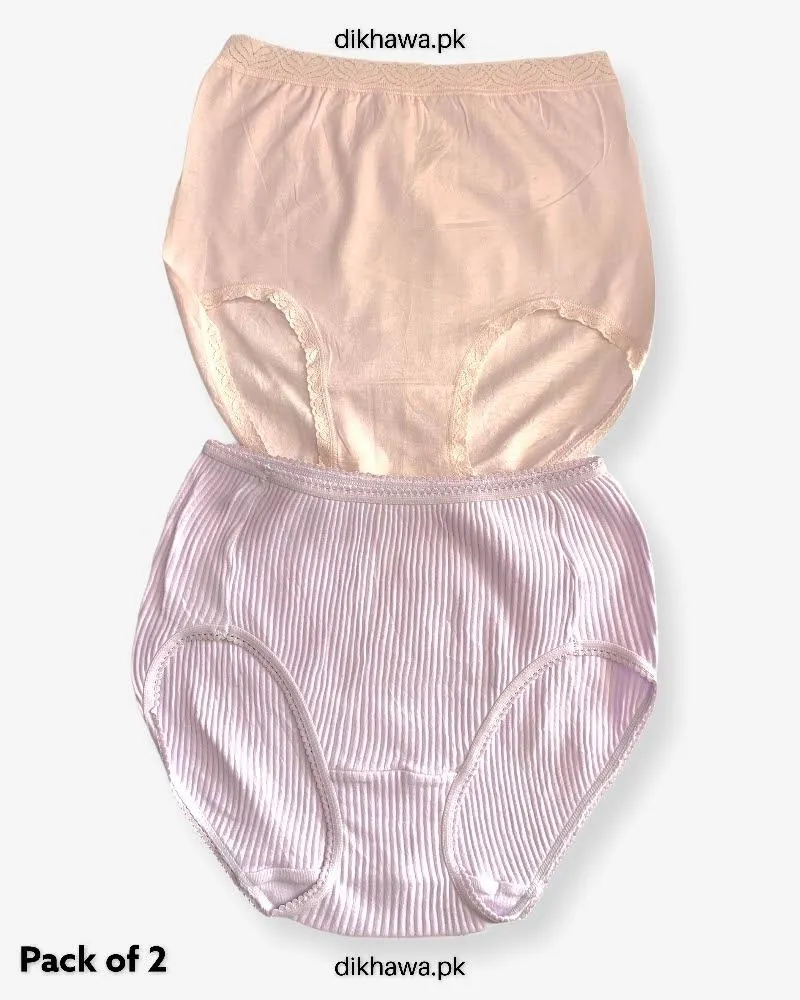 Pack of 2 Imported Stocklot Branded Cotton Panty Stretchable Cotton Lace Panty 2021