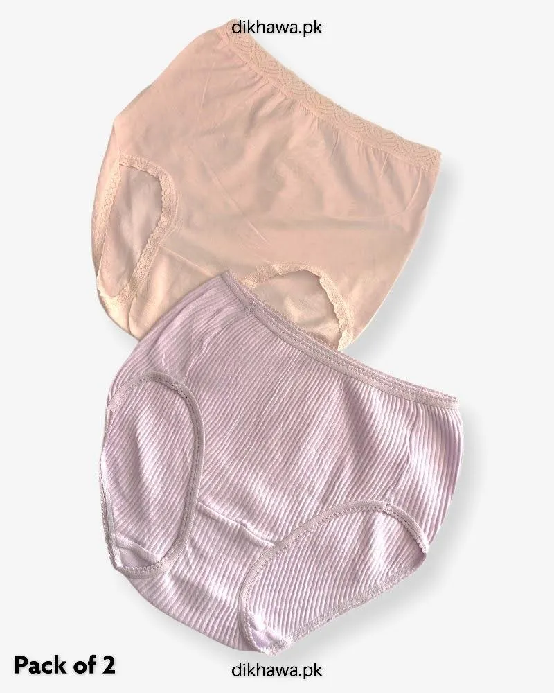 Pack of 2 Imported Stocklot Branded Cotton Panty Stretchable Cotton Lace Panty 2021