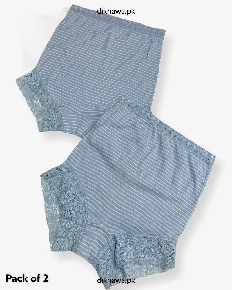 Pack of 2 Imported Stocklot Branded Cotton Panty Stretchable Cotton Lace Panty 2021