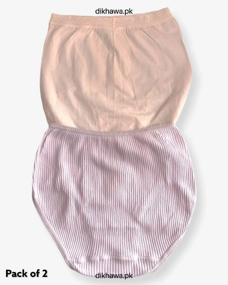 Pack of 2 Imported Stocklot Branded Cotton Panty Stretchable Cotton Lace Panty 2021