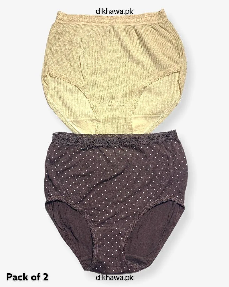 Pack of 2 Imported Stocklot Branded Cotton Panty Stretchable Cotton Lace Panty 2021