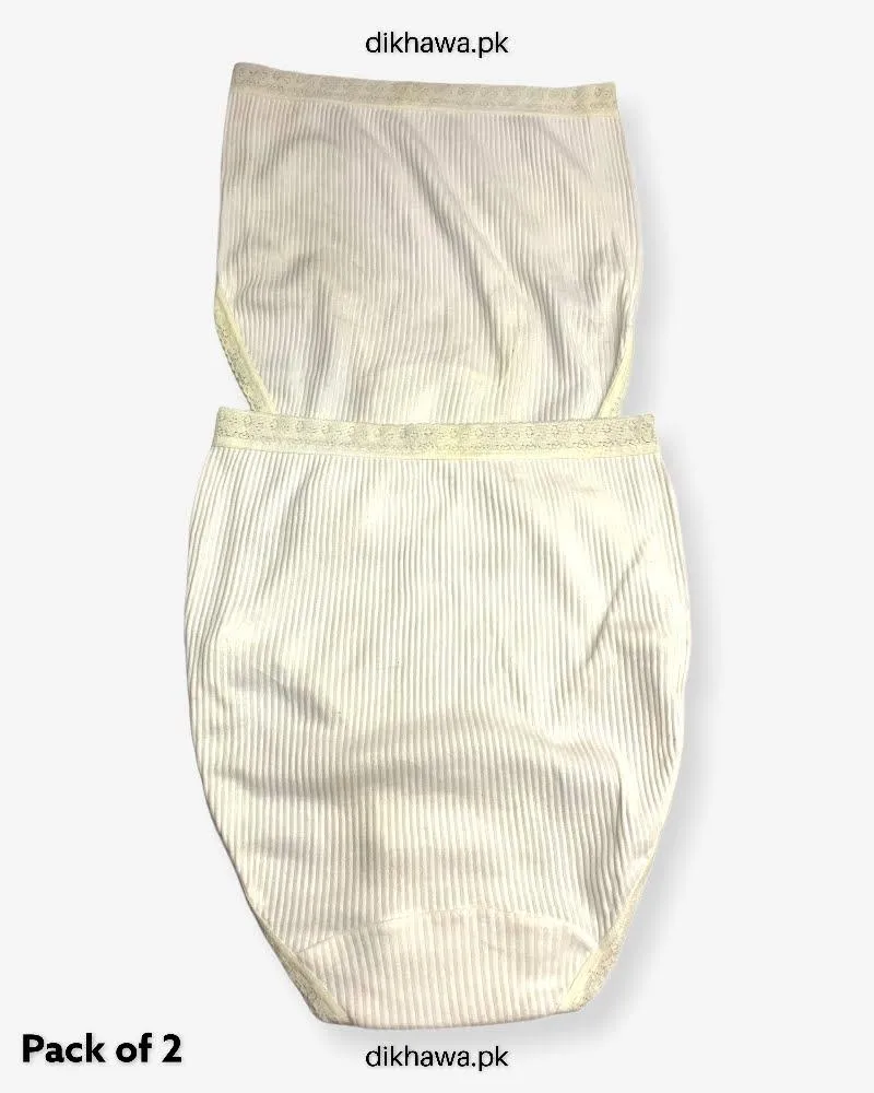 Pack of 2 Imported Stocklot Branded Cotton Panty Stretchable Cotton Lace Panty 2021
