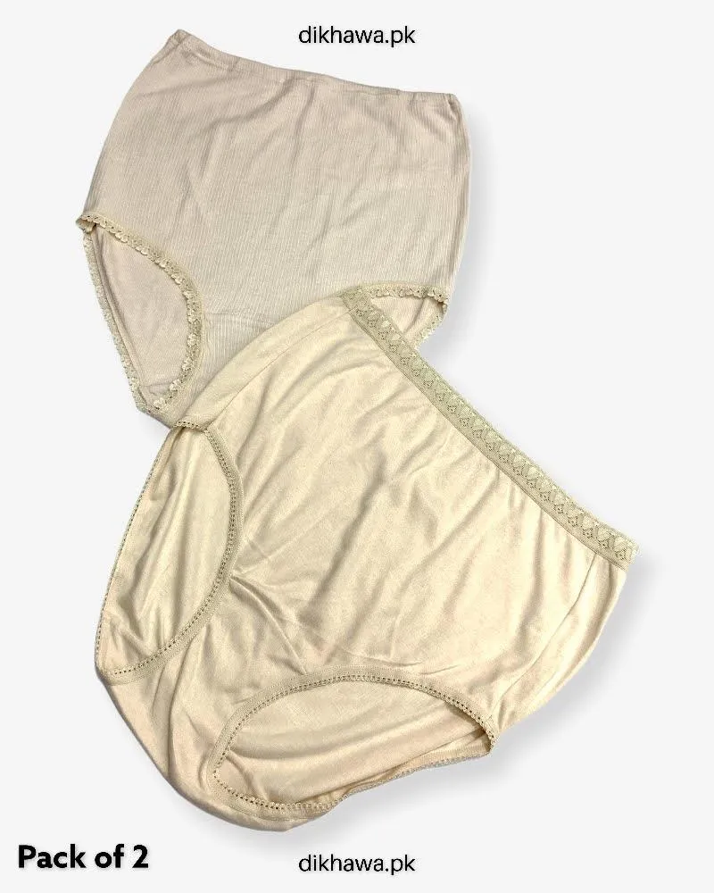 Pack of 2 Imported Stocklot Branded Cotton Panty Stretchable Cotton Lace Panty 2021