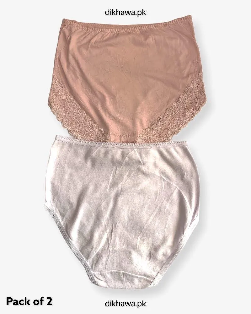 Pack of 2 Imported Stocklot Branded Cotton Panty Stretchable Cotton Lace Panty 2021
