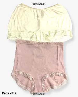 Pack of 2 Imported Stocklot Branded Cotton Panty Stretchable Cotton Lace Panty 2021