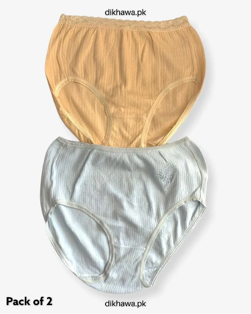 Pack of 2 Imported Stocklot Branded Cotton Panty Stretchable Cotton Lace Panty 2021