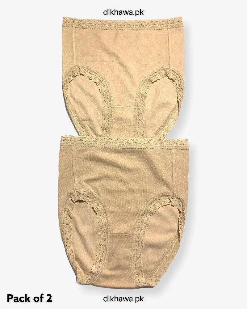 Pack of 2 Imported Stocklot Branded Cotton Panty Stretchable Cotton Lace Panty 2021