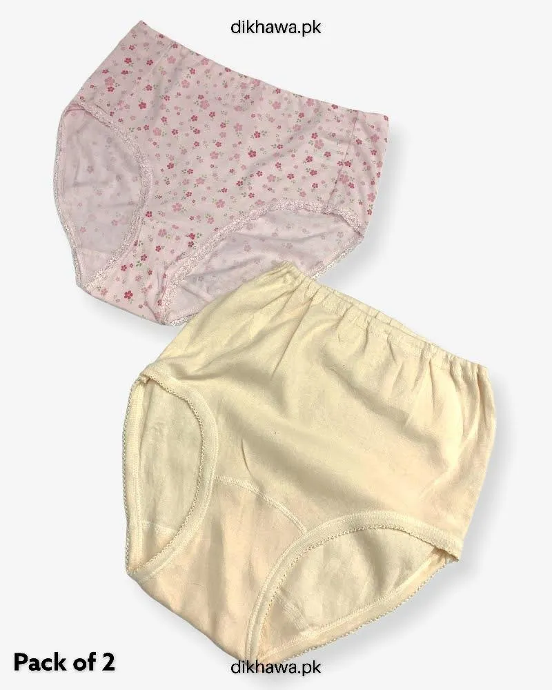 Pack of 2 Imported Stocklot Branded Cotton Panty Stretchable Cotton Lace Panty 2021