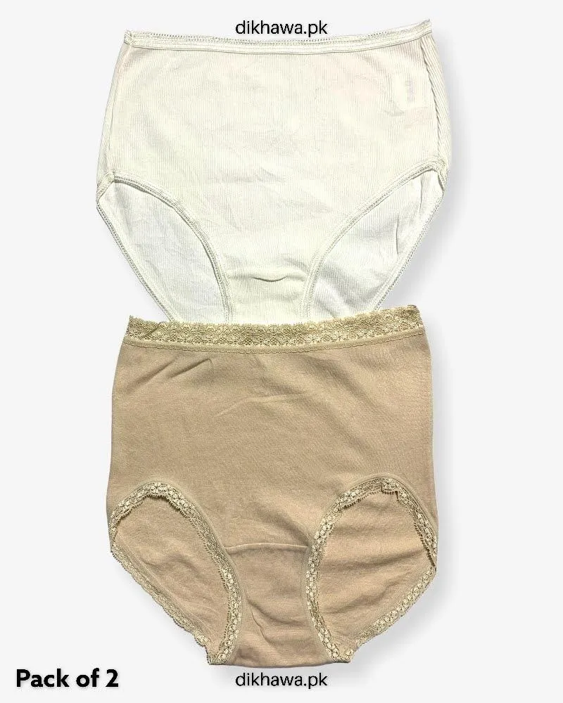 Pack of 2 Imported Stocklot Branded Cotton Panty Stretchable Cotton Lace Panty 2021