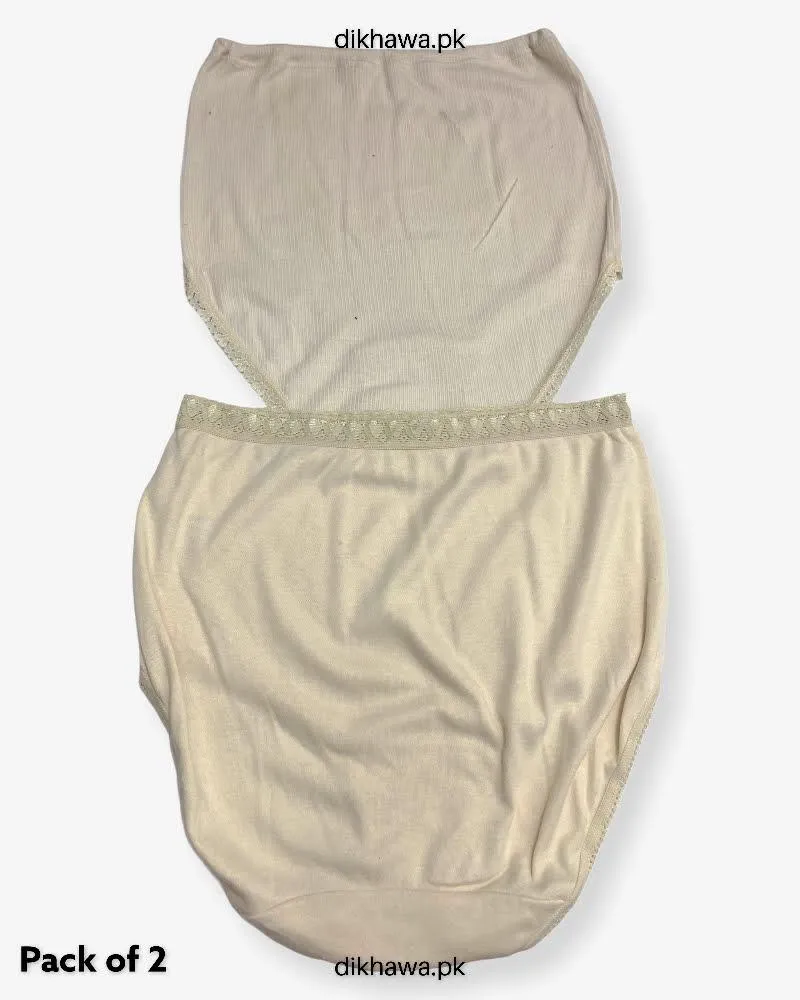 Pack of 2 Imported Stocklot Branded Cotton Panty Stretchable Cotton Lace Panty 2021