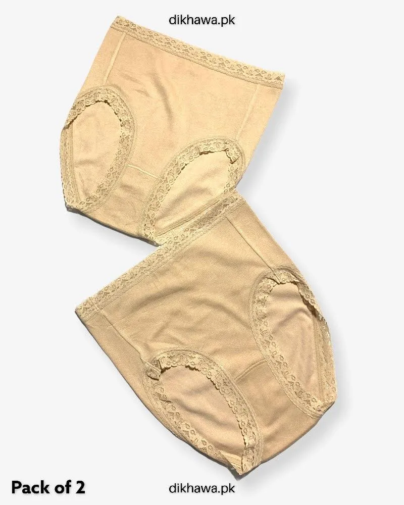 Pack of 2 Imported Stocklot Branded Cotton Panty Stretchable Cotton Lace Panty 2021